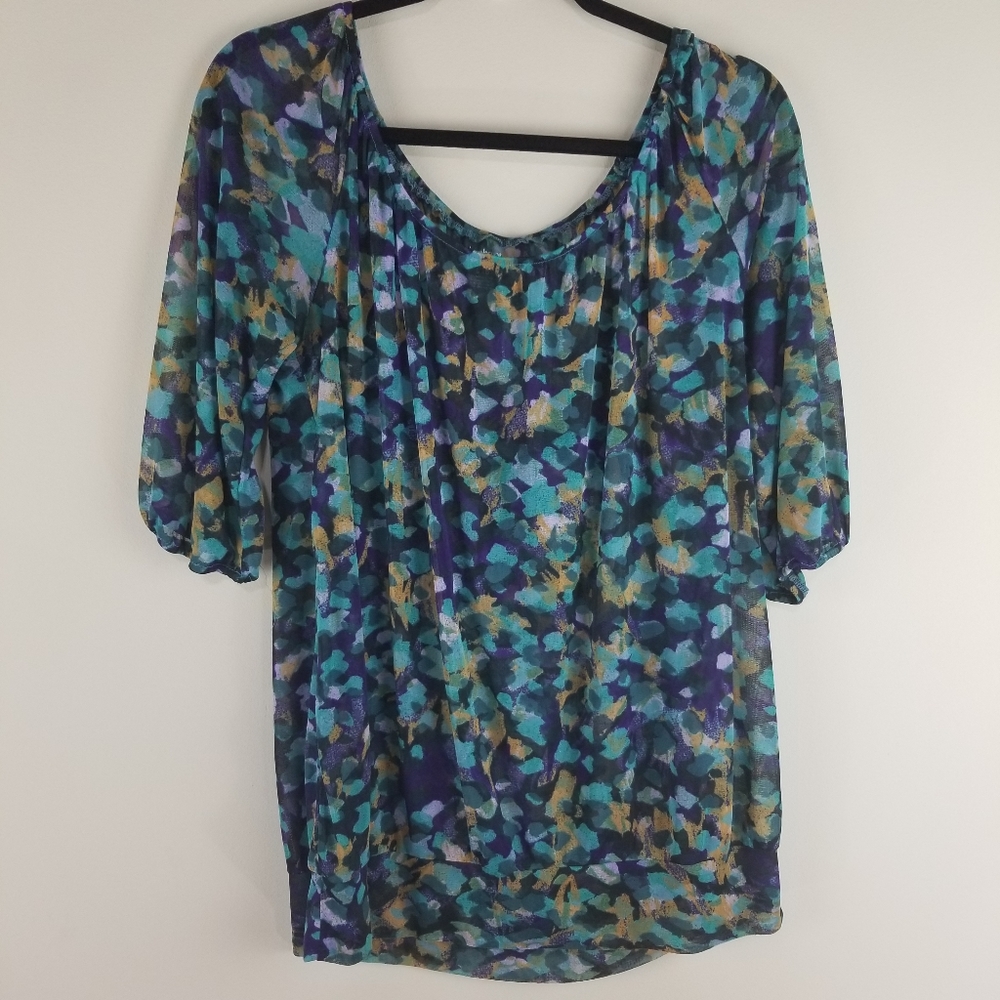 Lane Bryant Sheer Overlay Watercolor Design 18/20